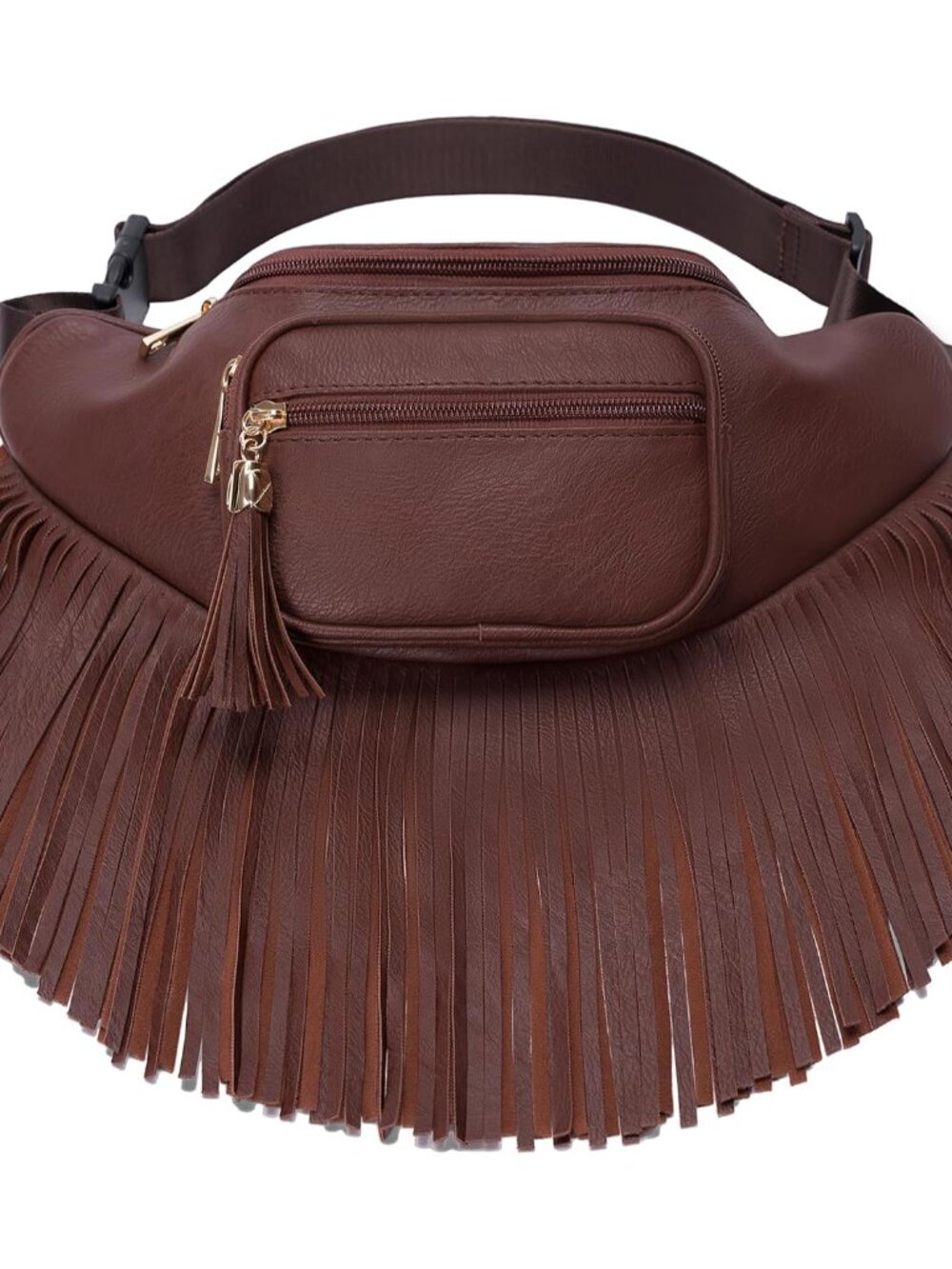 Fringe Waist bag for women with Multi Zipper Pockets